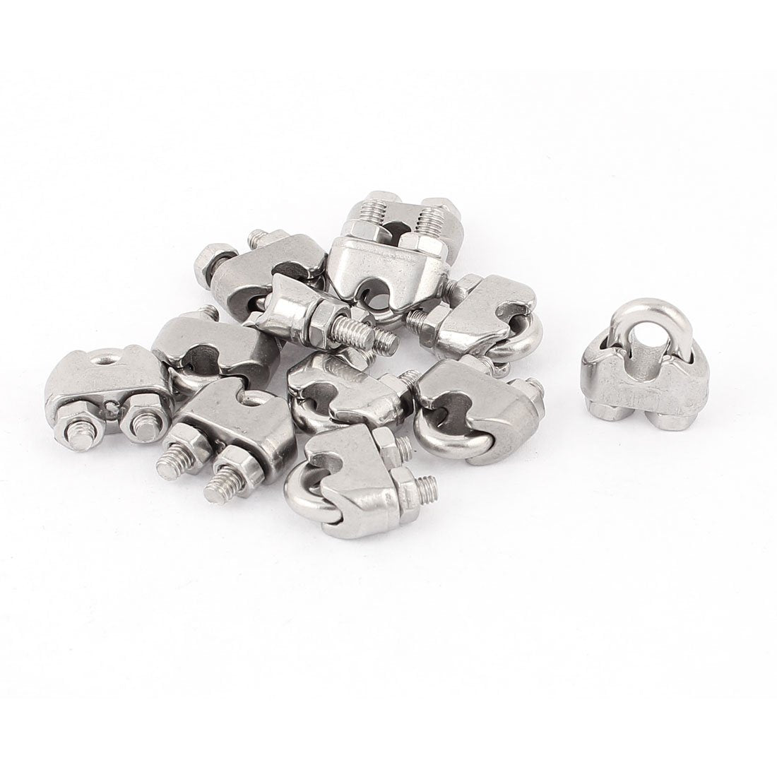3mm 1/8 Inch Stainless Steel Wire Rope Cable Clamp Clips 12 Pcs