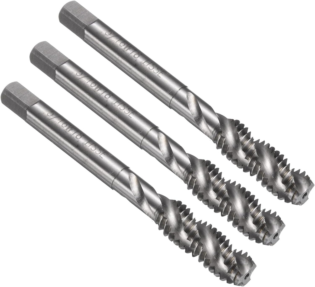 3pcs Spiral Flute Thread Taps 5/16-18 BSW H2 Machine Threading Tap Bit, Uncoated Screw Tapping Repair Tool, M35 Cobalt High-Speed Steel (M35 HSS-CO)
