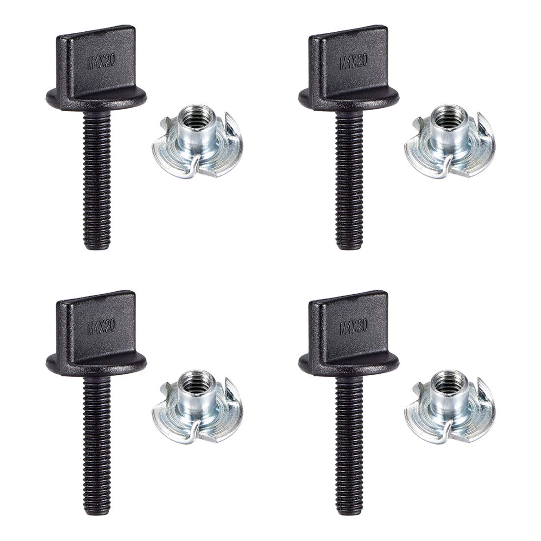 M4 x 20mm Thumb Screw Bolt with T Nut Hand Driven Spade Nylon Plastic Screws Metric Thread for RC Model Aircraft 4 Pcs