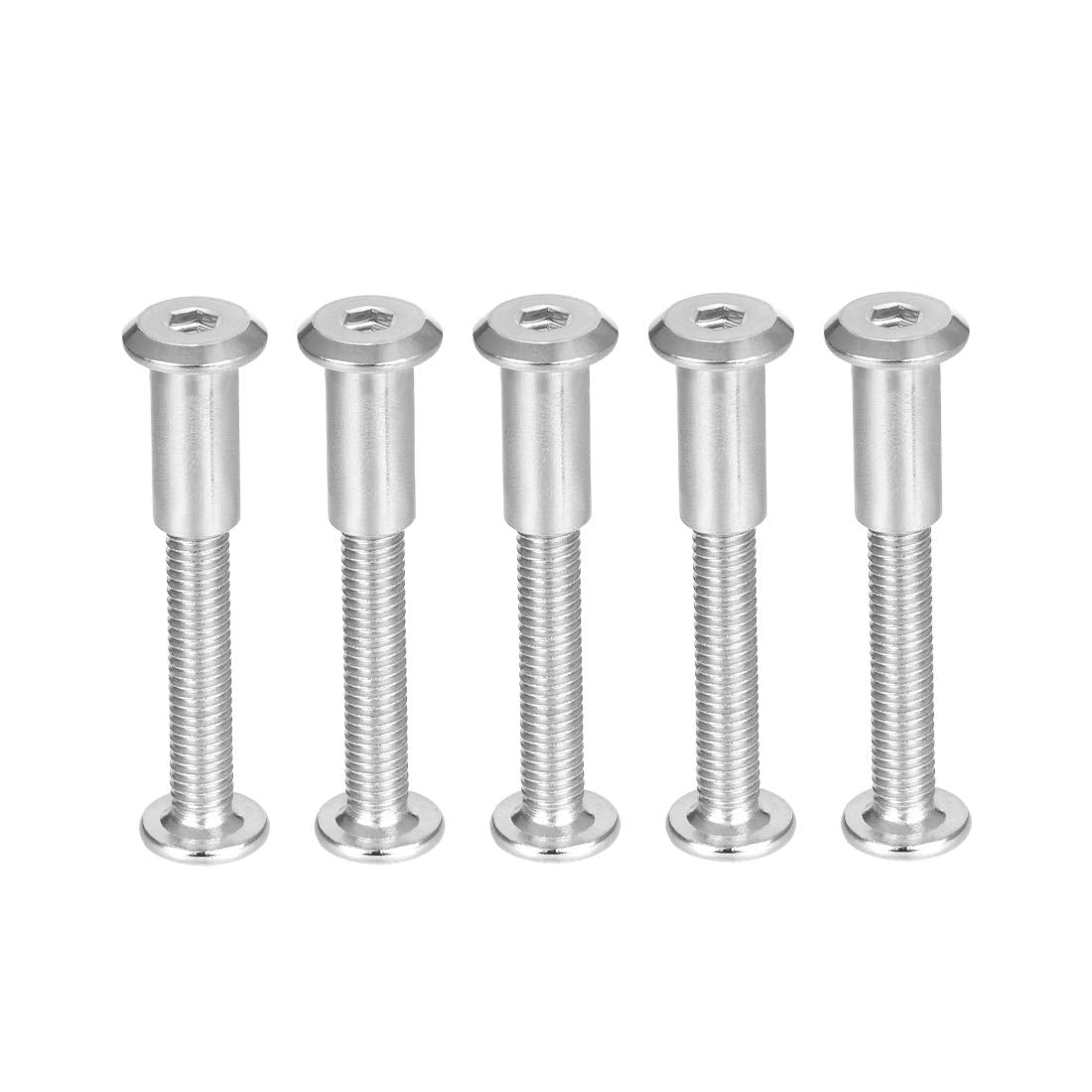 Screw Post Fit for 5/16"(8mm) Hole Dia, Male M6x50mm Belt Buckle Binding Bolts Leather Fastener Stainless Steel 5 Sets