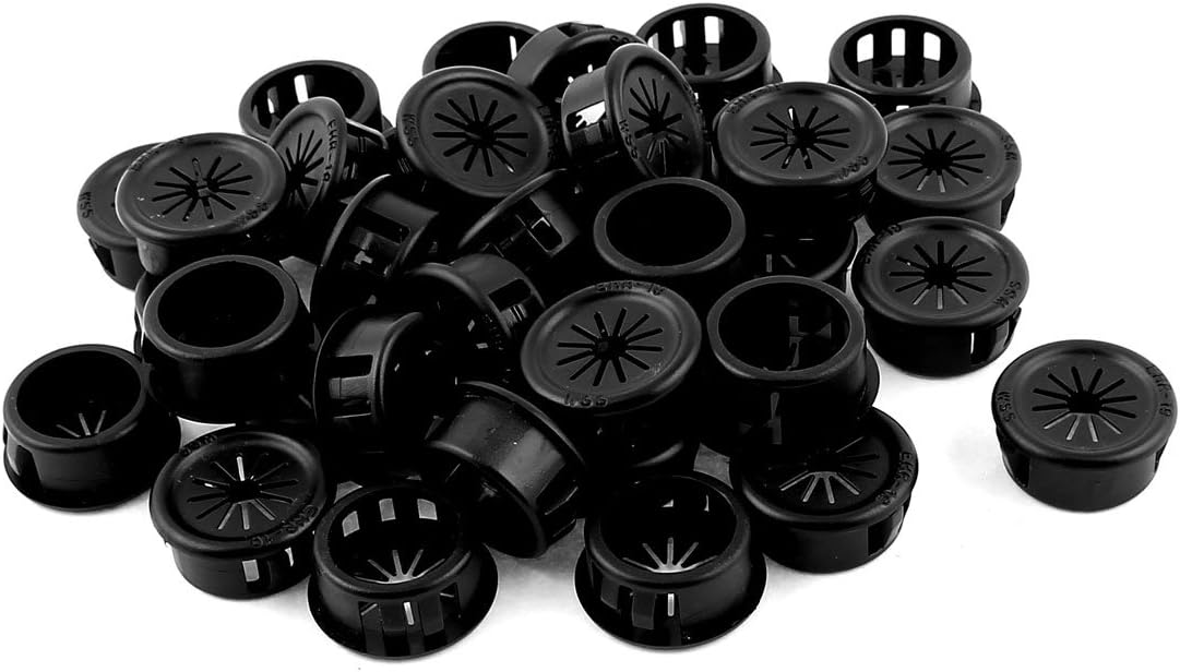 Plastic Cable Snap Locking Bushing Grommet 19mm Mounting Dia 37pcs Black