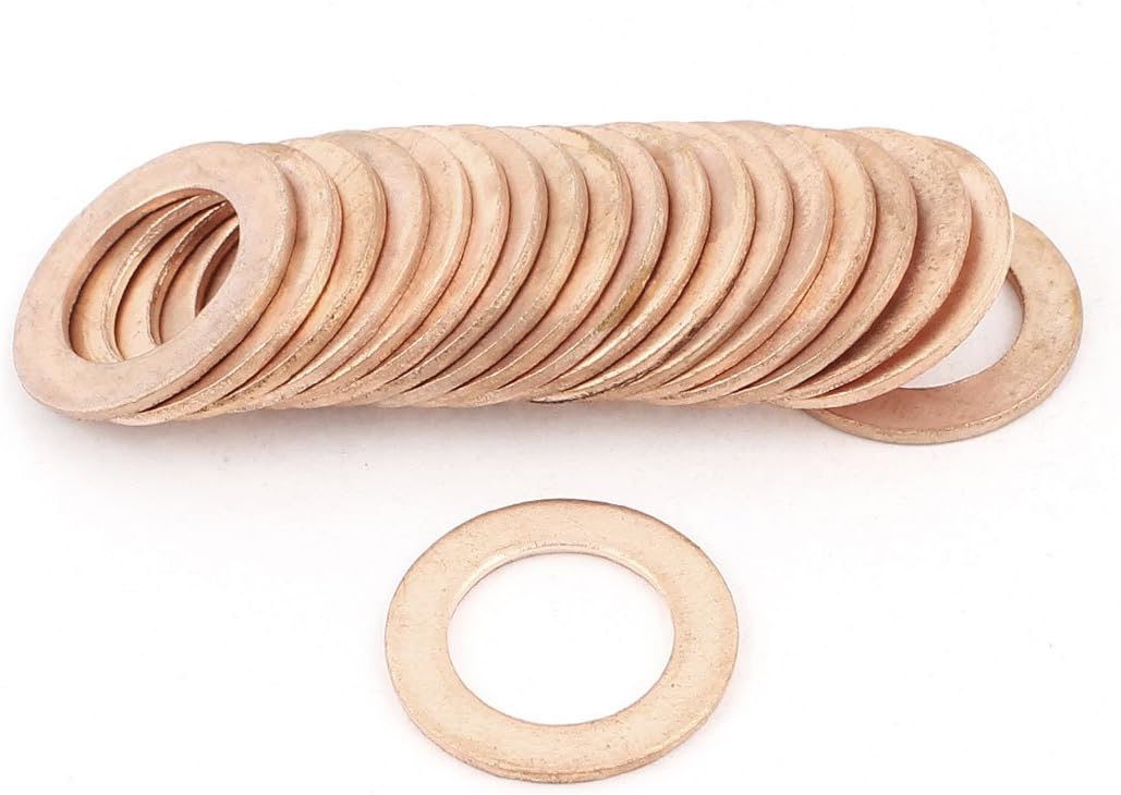 20PCS 16mm OD 10mm ID 1mm Thick Copper Flat Washer Oil Brake Line Seal