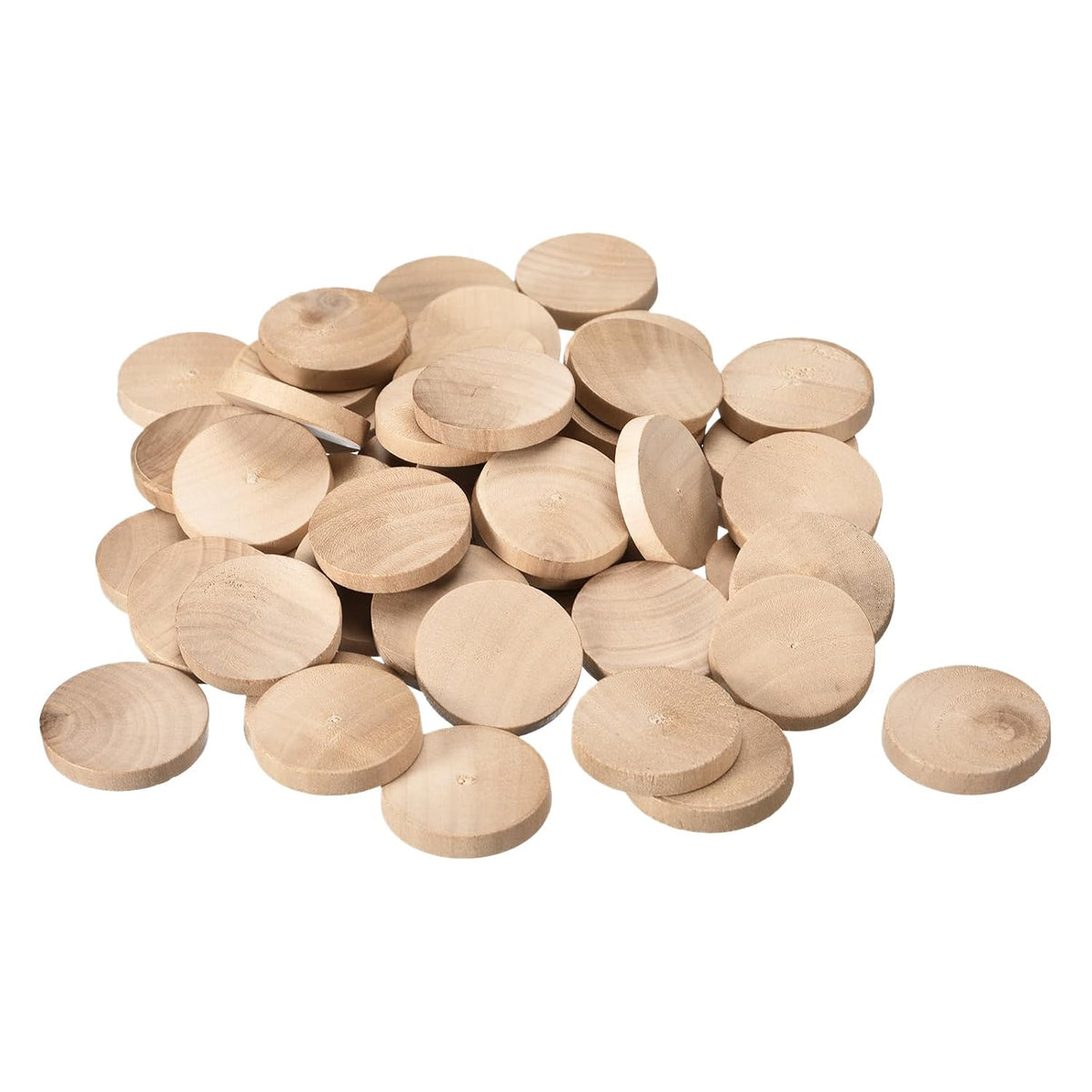 50Pcs Flat Head Wood Plugs, 1-3/8 Inch Wooden Button Screw Plug Wood Plugs Screw Hole Covers for Furniture Tables Chairs