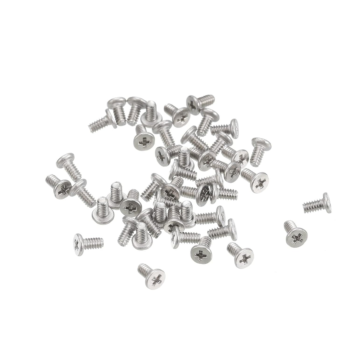 M1.6-0.35 x 3mm 100Pcs Flat Round Head Screws 304 Stainless Steel Phillips Drive Machine Screws Hardware Fastener for Furniture Connection