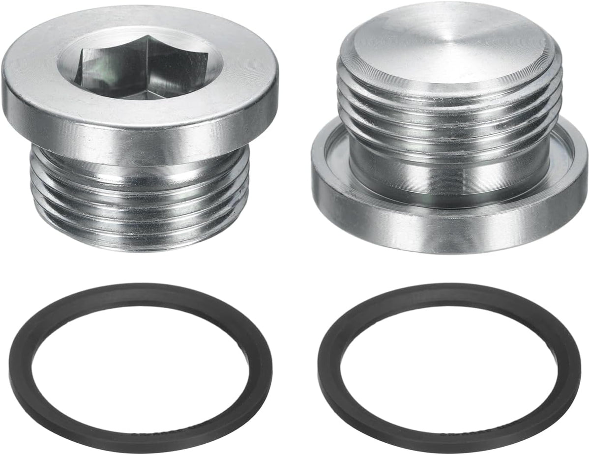2Pcs M30x2 Inner Hex Head Pipe Fitting Plug, Universal Carbon Steel Thread Socket Plug with Black O-Ring for Terminate Pipe Ends or Replacement Drains