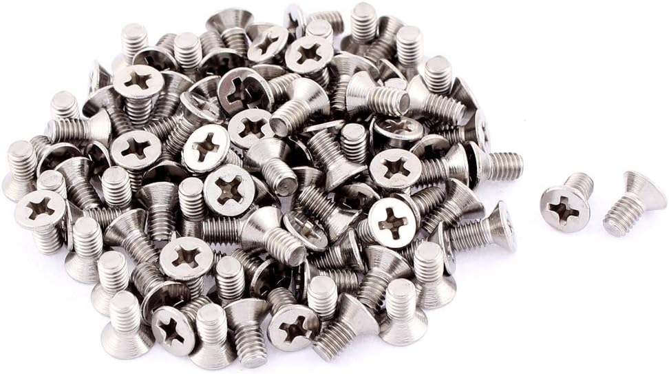 M4-0.7 x 8mm Fine Thread Phillips Flat Head Stainless Steel Countersunk Bolts Screws 100pcs