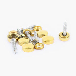 6 Pcs Fitting Parts Brass Tone 12mm Dia Screw Cap Mirror Nails Lid