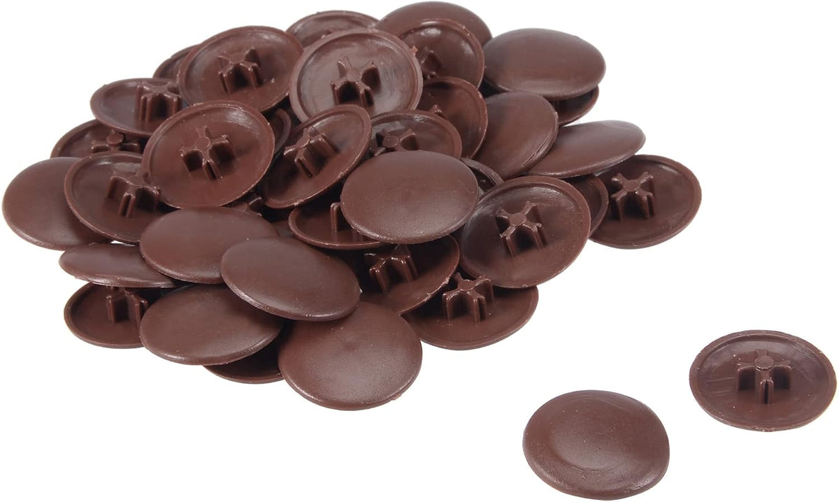 16.5mm Dia Round Shape Plastic Phillips Screw Cap Cover Dark Brown 40pcs