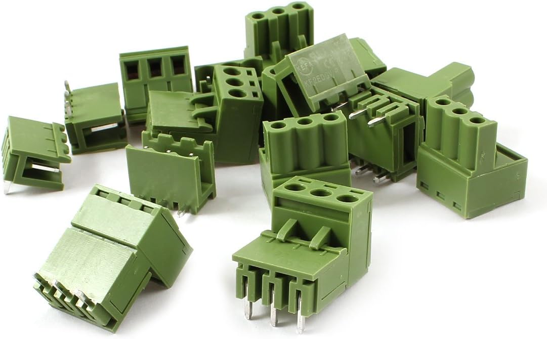 10 Pairs 5.08mm Spacing 3P Screw Terminal Block Green