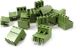 10 Pairs 5.08mm Spacing 3P Screw Terminal Block Green