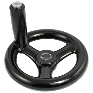 Black 12mm x 120mm 3 Spoke Hand Wheel w Revolving Handle