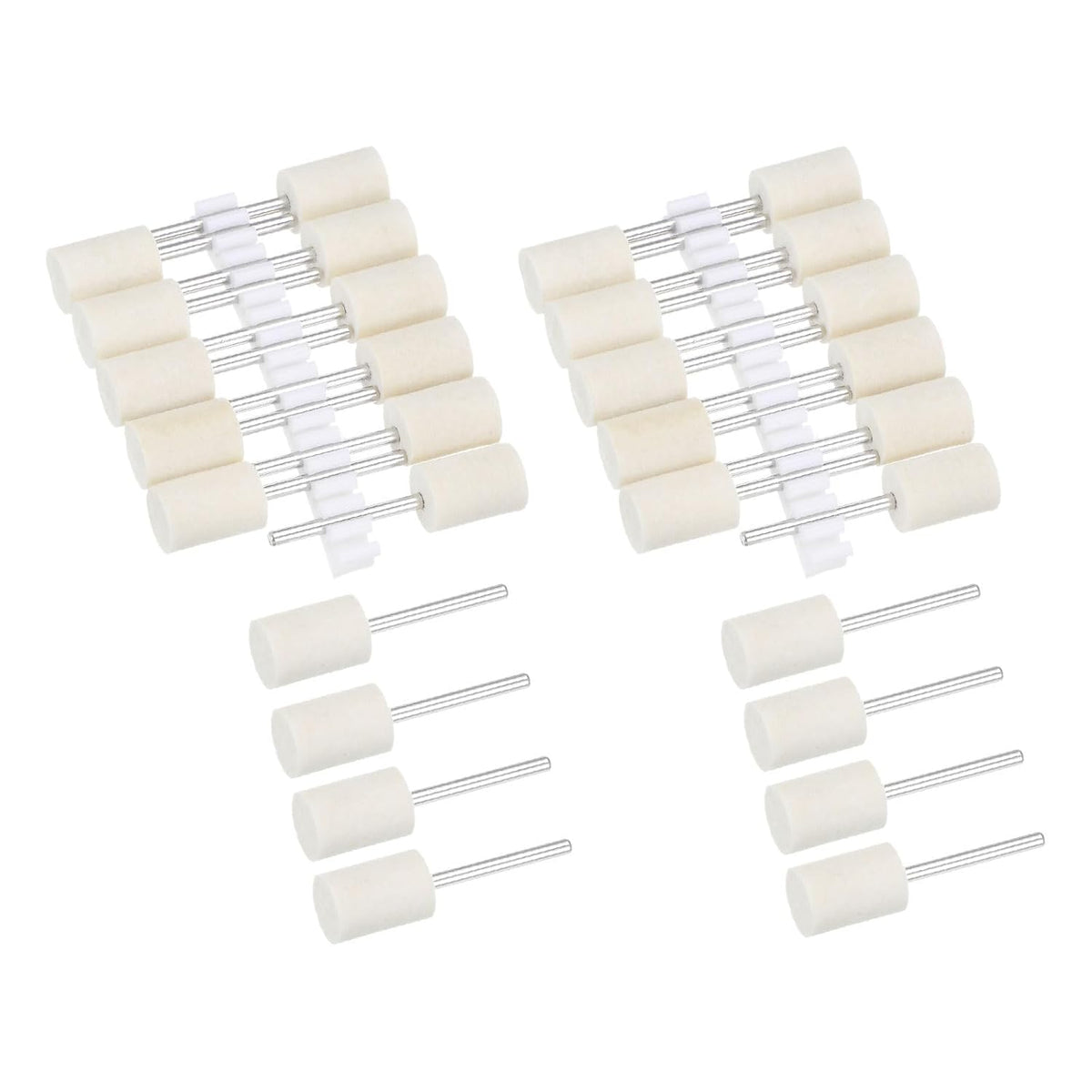12mm Wool Felt Mounted Points Cylinder Polishing Bits Burrs Buffing Wheels with 1/8" Shank 30 Pcs
