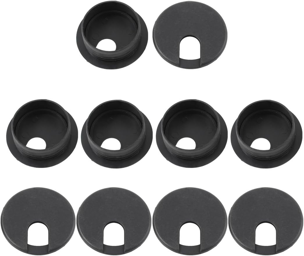 a13071600ux1046 10 Pcs Black Computer Desk Table Counter Top Wire Plastic Grommets 35 mm Dia (Pack of 10)
