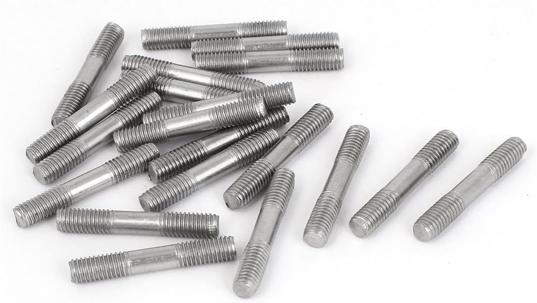 M5x30mm 304 Stainless Steel Double End Thread Tight Adjustable Push Rod Stud 20pcs