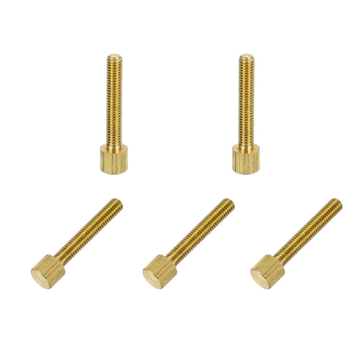 5Pcs Brass Knurled Thumb Screws, M4x25mm (7x6mm Head) Flat Stripe Bolt Knob Fasteners Solid Brass Diamond Knurled Thumb Screws Knobs for Electronic, Mechanical