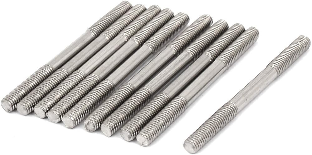 M5x60mm 304 Stainless Steel Double End Threaded Stud Screw Bolt 10pcs