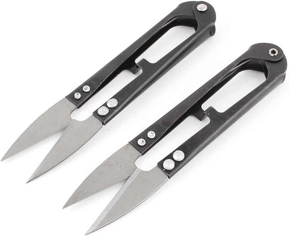 LinkMejor 2 Pcs Black Grip Metal Cross Stitch Stitching Scissors Handy Tool