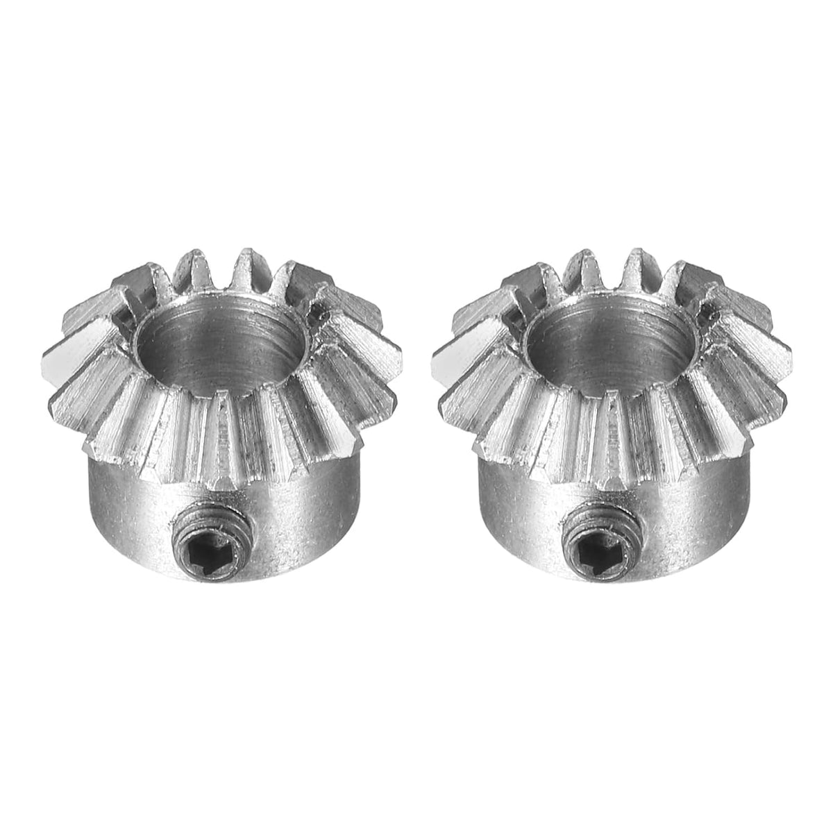 2pcs Bevel Gear 0.8 Module 1:1 Reduction Rate 15T 6mm Hole Dia Bevel Pinion Gear 45# Steel, 45 Degree Steering Gear for Hardware Mechanical Rotation, Silver