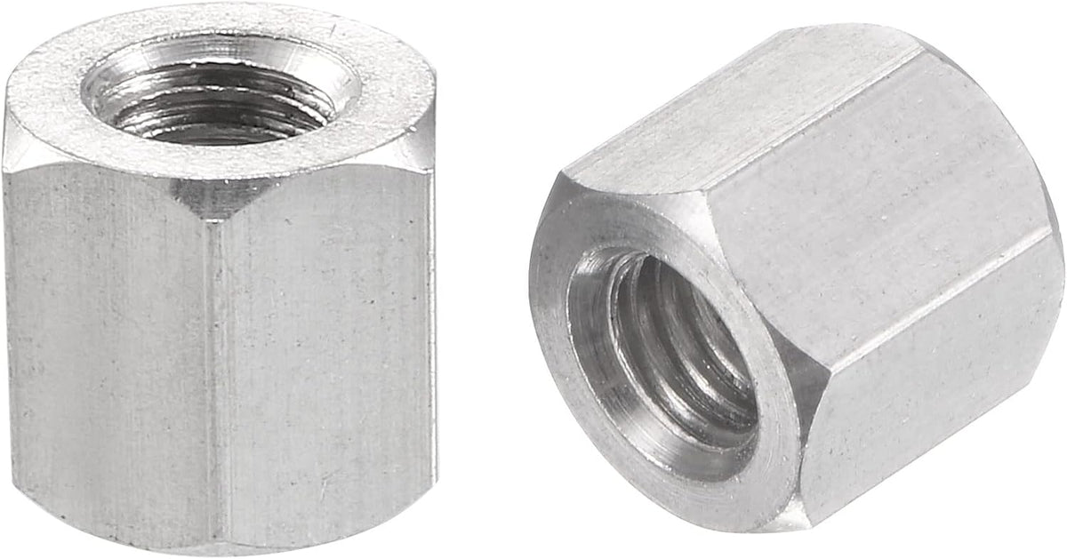 M6 x 1.0-Pitch 15mm Length 304 Stainless Steel Metric Hex Coupling Nut, 5-Pack
