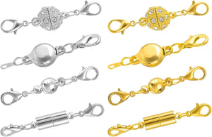 8Pcs Jewelry Clasps, Clasps Locking Closures with Lobster Clasps for Bracelet Necklace (2 Colors, 4 Style)