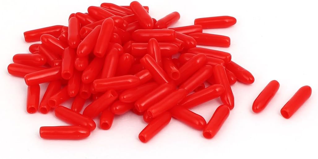 2.5mm Inner Dia Rubber Insulated End Cap Screw Thread Protector Cover Red 100pcs