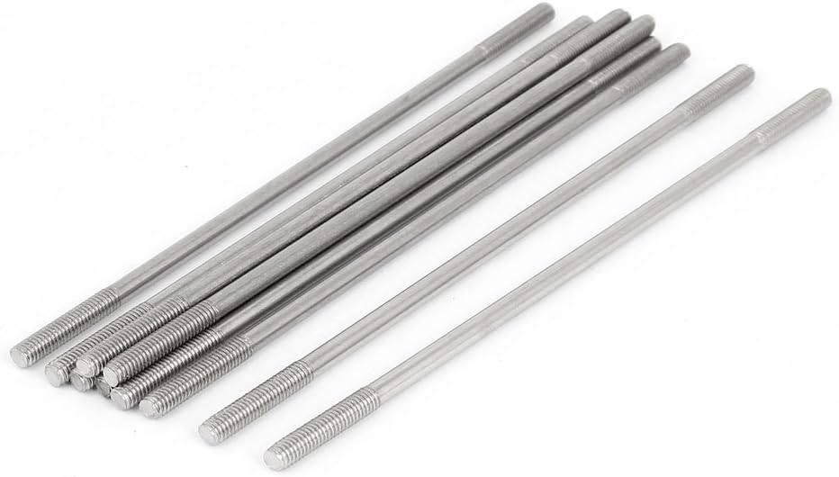 M4x130mm 304 Stainless Steel Double End Threaded Stud Screw Bolt 10pcs