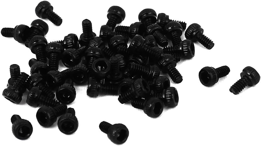 M1.6 x 3mm Hex Bolt Socket Head Cap Machine Screws Fasteners Black 50 Pcs