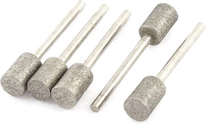 3mm Shank 8mm Dia Cylinder Head Diamond Mounted Point 5 Pcs
