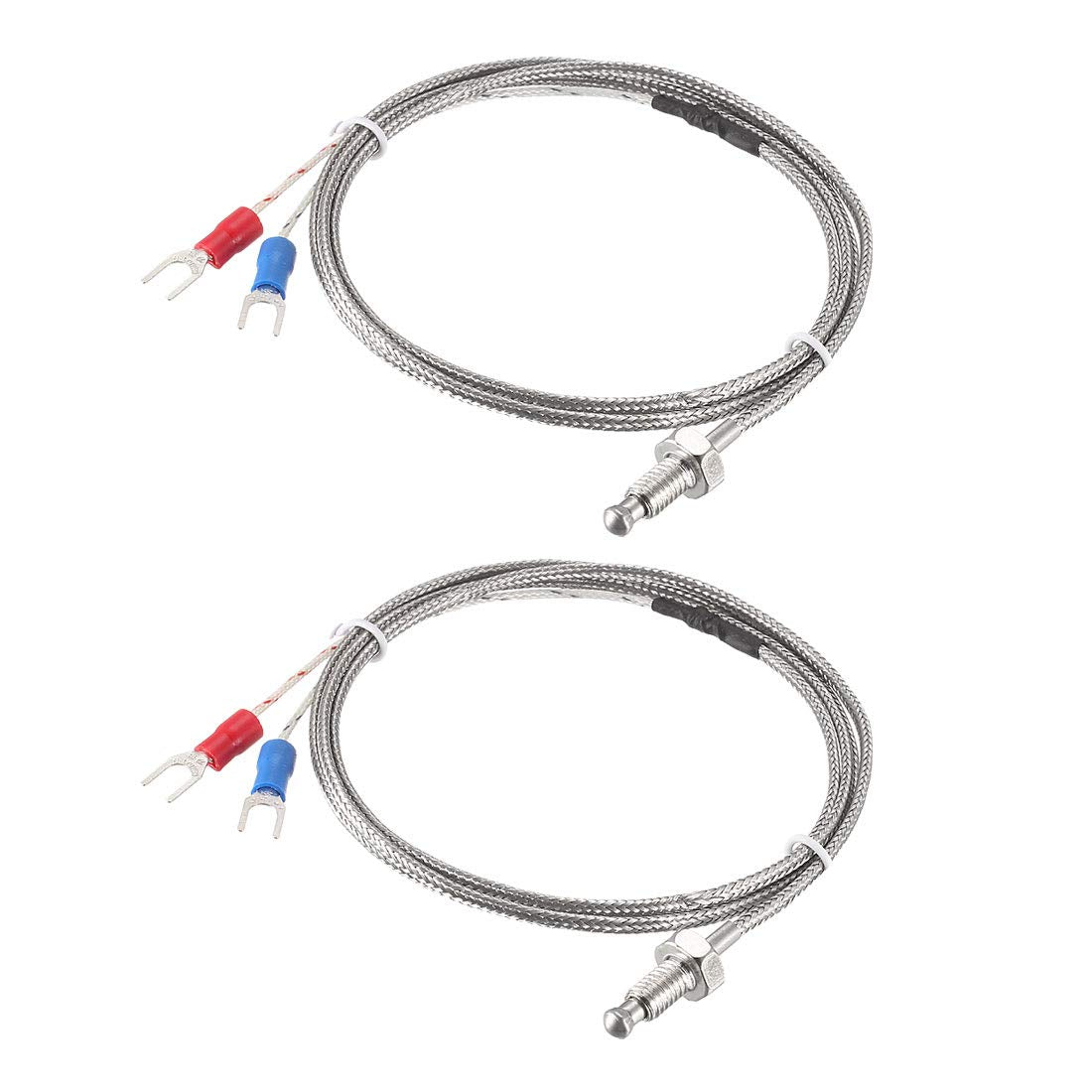K-Type Thermocouple Temperature Sensors M6 Thread Probe with 1M/3.3Ft Wire M6 2pcs