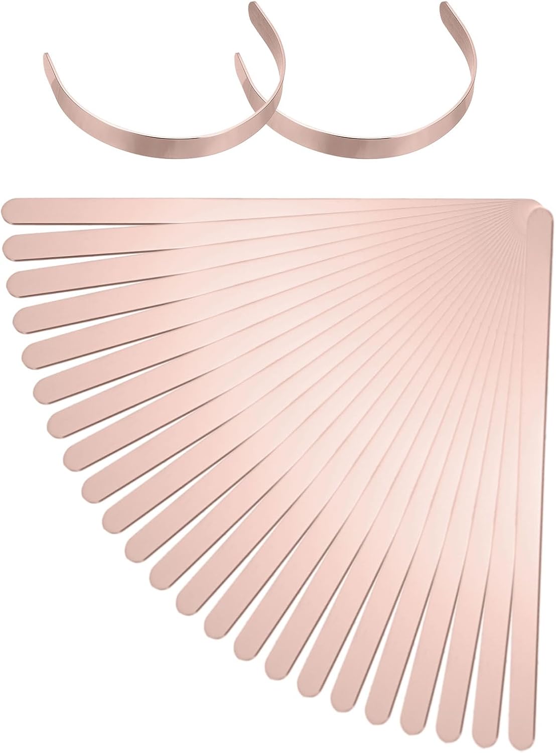 25Pcs Bracelet Blanks, 3/8 x 6inch Cuff Bangle Blanks Copper for DIY Jewelry Making(Rose Gold, 1.6mm Thick)
