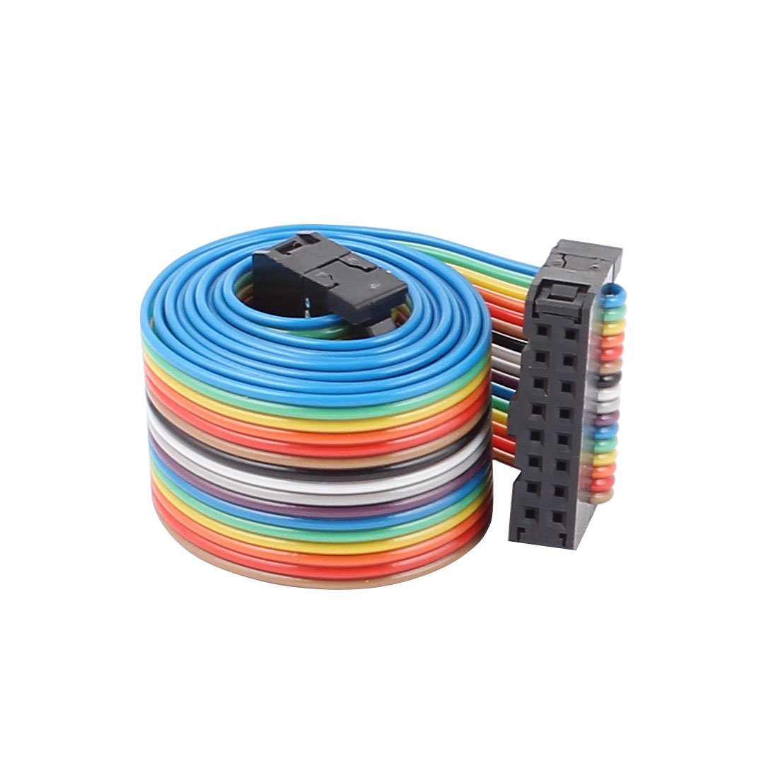 IDC Flat Ribbon Cable Connector, F/F, 16P, 16 Way, 66 cm Length, 2.54 mm Pitch, Rainbow