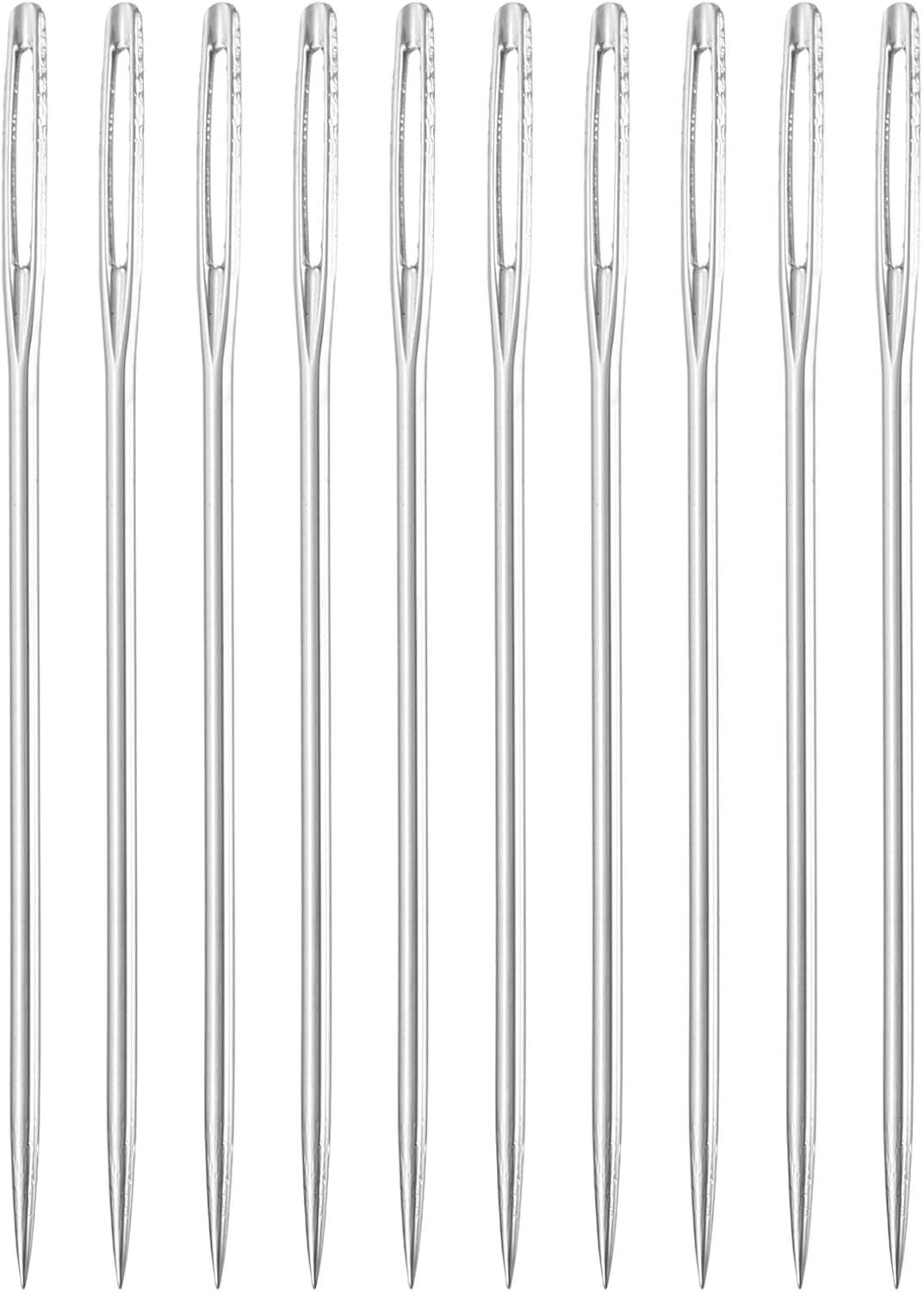 50Pcs Large Eye Needles, 1.81" 1.05mm High Carbon Iron Embroidery Thread Needle Sewing Big Eye Needle Knitting Needles for Hand Sewing Art Crafts, Silver
