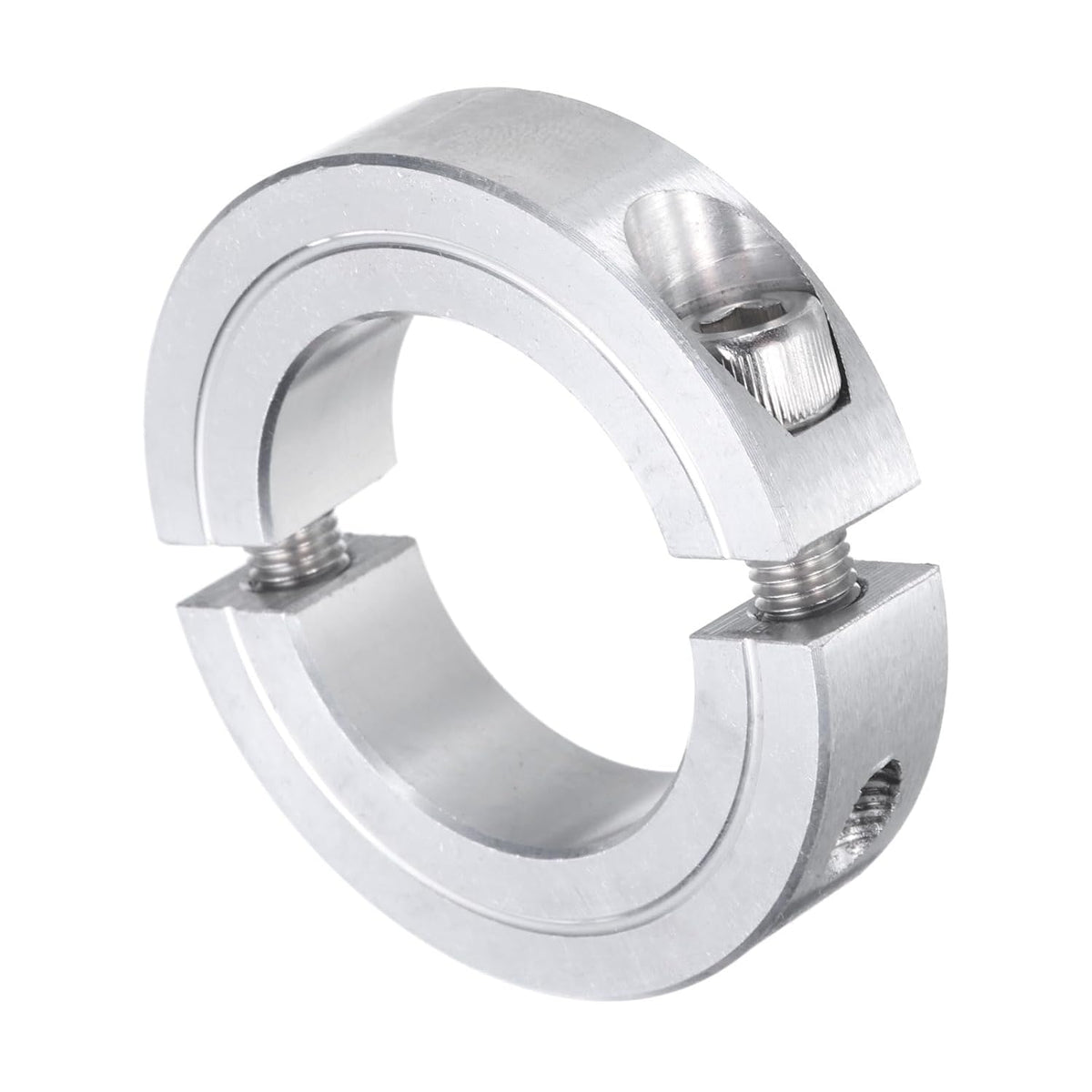 Double Split Clamp-On Shaft Collar for 1-1/4" Shaft, Two-Piece Clamping Collar, 2-1/16" OD, 1/2" Thickness, Aluminum Alloy Set Screw Split Collar Clamp