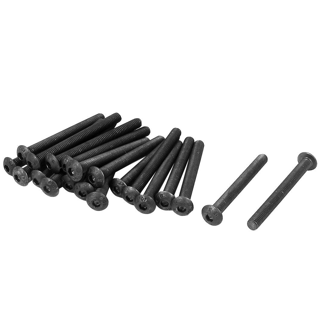 M5 x 50mm Alloy Steel Hex Socket Button Head Screws Black 20Pcs