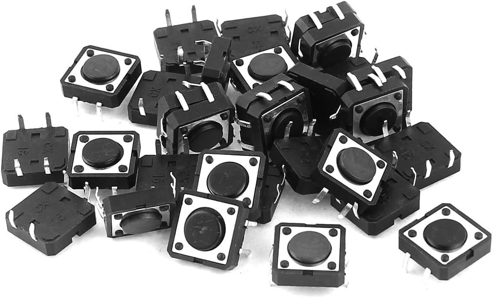 Momentary 4 Pins Surface Mounted Devices Micro Tact Tactile Switch, 12 x 12 x 4mm