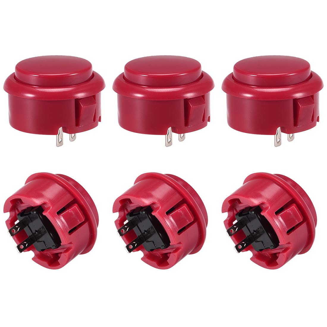 30mm Mounting Hole Momentary Game Push Button Switch for Arcade Video Games Red 6pcs