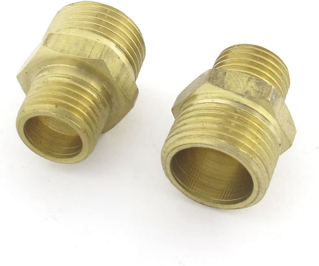 2 Pcs 1/4" PT to 3/8" PT Male Thread Reducer Pipe Fitting Straight Connector