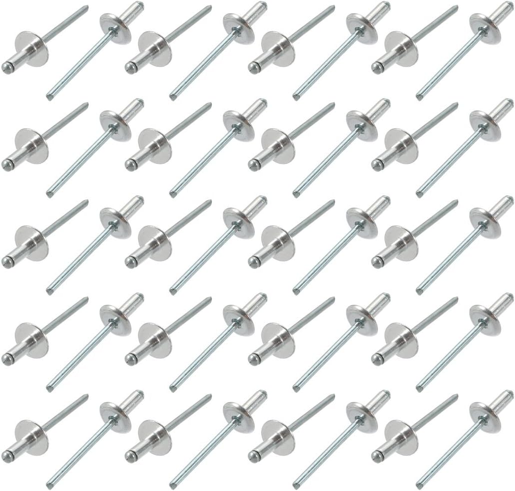 40 Pcs 4mm x 10mm Aluminum Open End Large Flange Blind Rivets