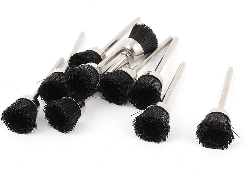 10 Pcs 1/8inch Shank 15mm Cup Nylon Bristle Brush Rotary Tool