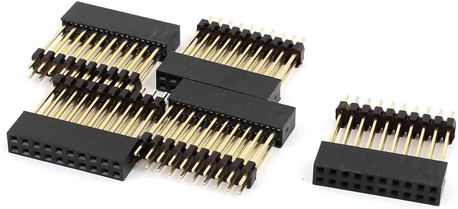 5 Pcs 2mm Pitch 2x10 Pin Female Dual Row Gold Straight Header Strip