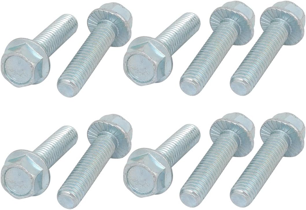 10Pcs 3/8-16 x 1-1/2 Inch Thread Carbon Steel Hex Serrated Head Flange Screw Bolt