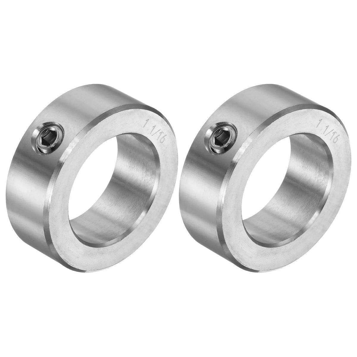 2pcs Set Screw Collars 1-1/8" Bore 304 Stainless Steel Shaft Collars, 1-3/4" OD, 5/8" Width Axle Collar Clamp for Linear Rod Shaft Guide