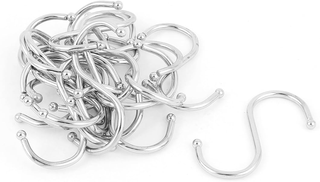 LinkMejor Stainless Steel Kitchen S Shaped Hanging Clasp Hooks 20pcs Silver Tone