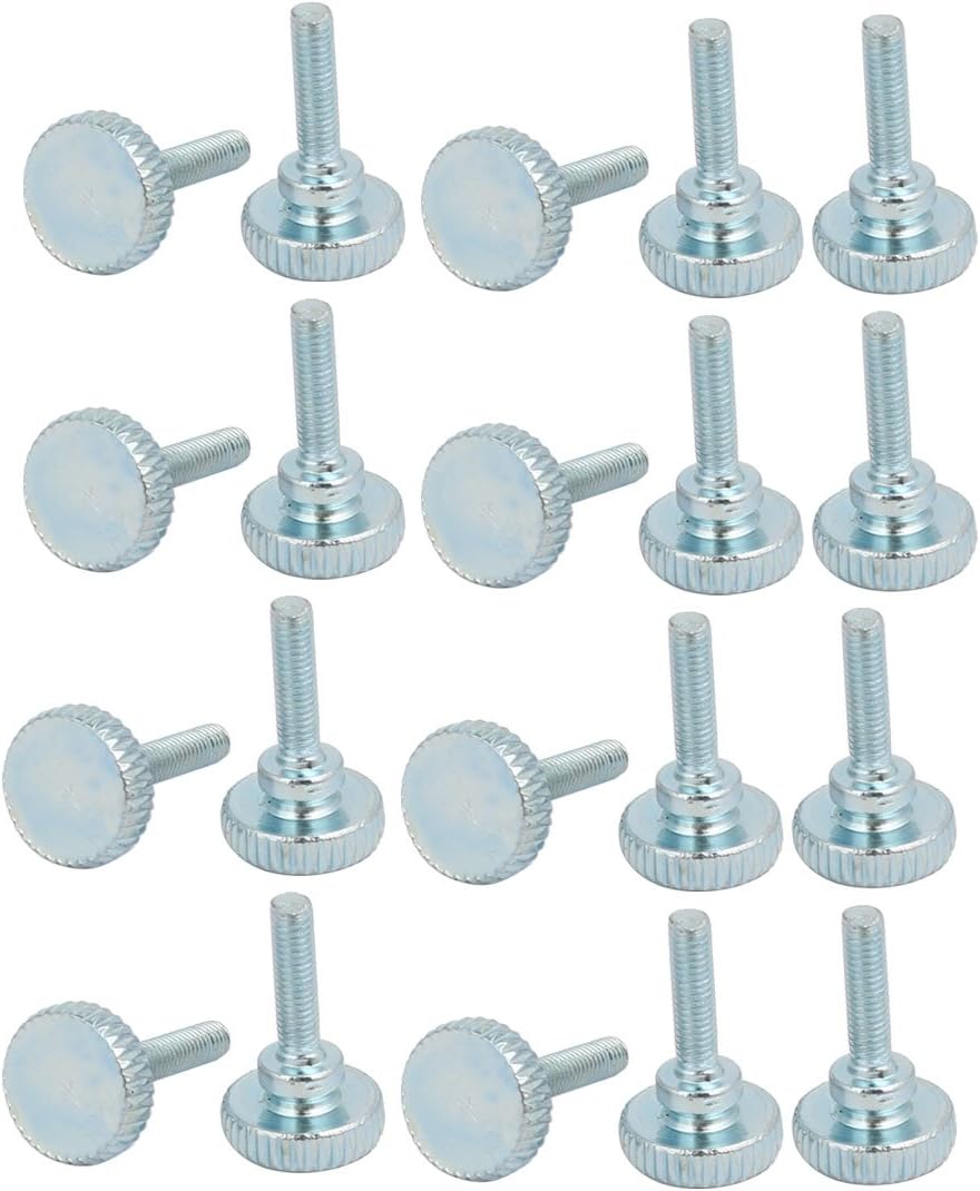 M3x12mm Carbon Steel Flat Knurled Head Fully Threaded Thumb Screw Bolt 20pcs