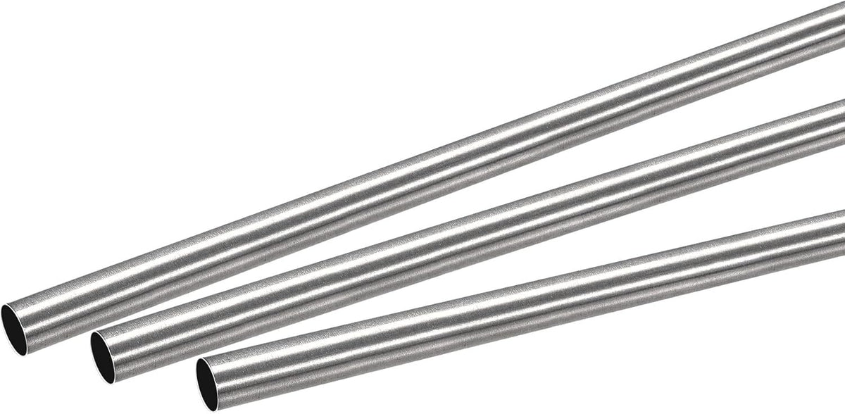 304 Stainless Steel Round Tube 7mm OD 0.2mm Wall Thickness 250mm Length 3 Pcs