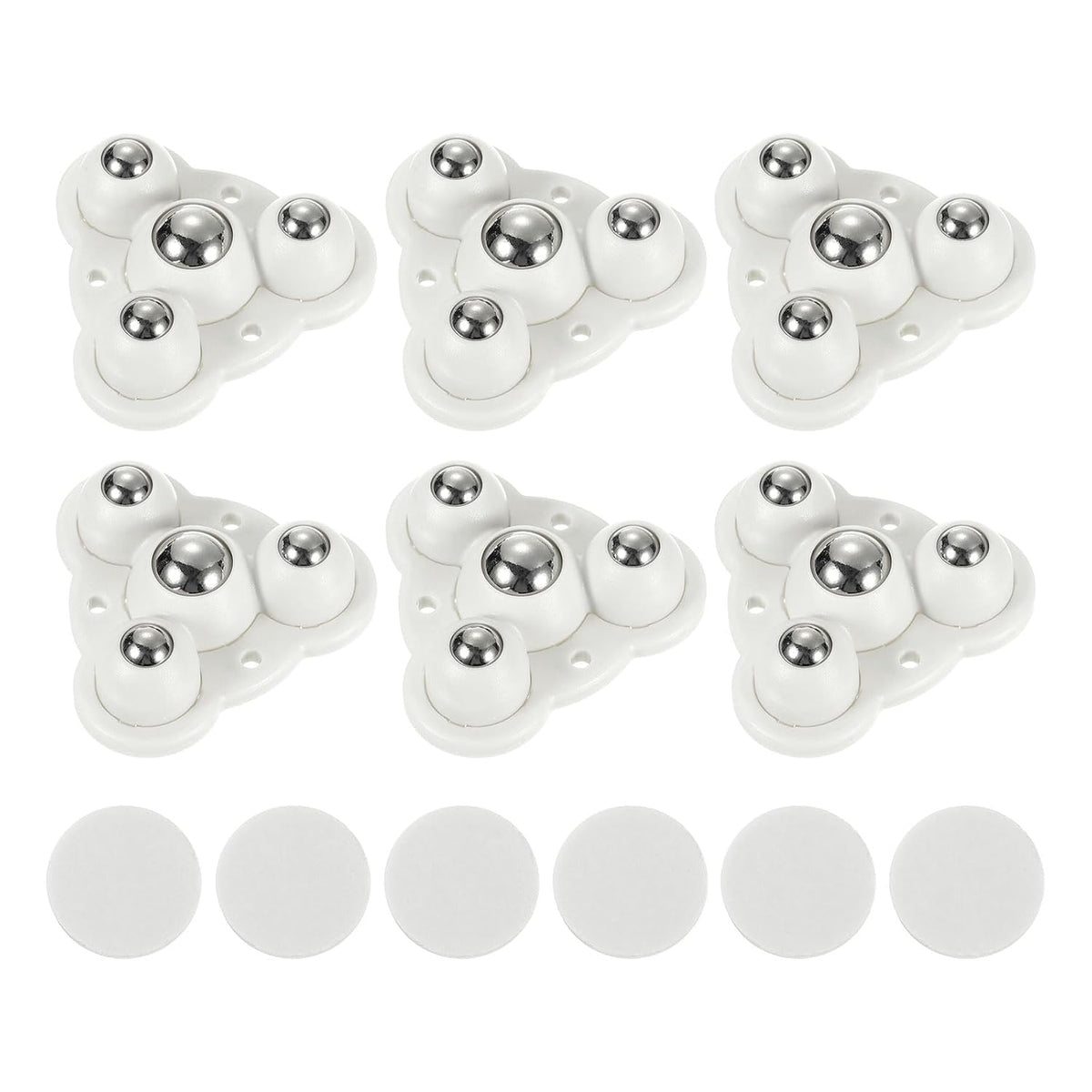 6Sets Self Adhesive Caster Wheels, 63x58x20mm Sticky Pulley,360° Rotation Universal Wheel for Coffee Maker Toaster Storage Bins Trash Can(White)