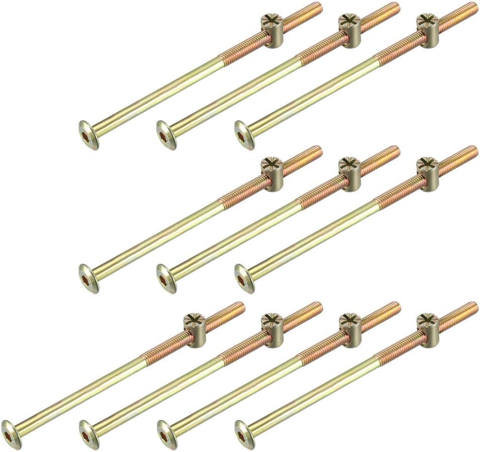 M6x120mm Furniture Bolt Nut Set Hex Socket Screw 55mm Thread Length with Barrel for Beds Headboards Chairs 10 Sets
