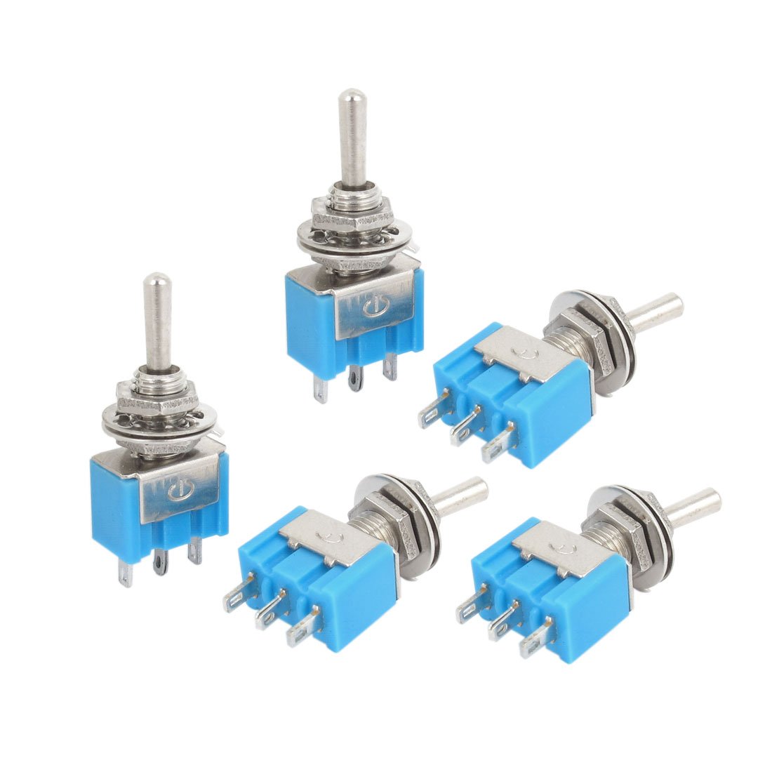 a14071400ux0103 AC 125V 6 Amp SPDT 3-Position 3 Pins Terminals Toggle Switch 5 Piece, 0.31" Width, 1.3" Length