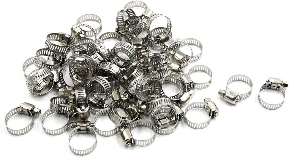 50Pcs 13-19mm Adjustable Stainless Steel Car Gear Hose Pipe Clamp Clips
