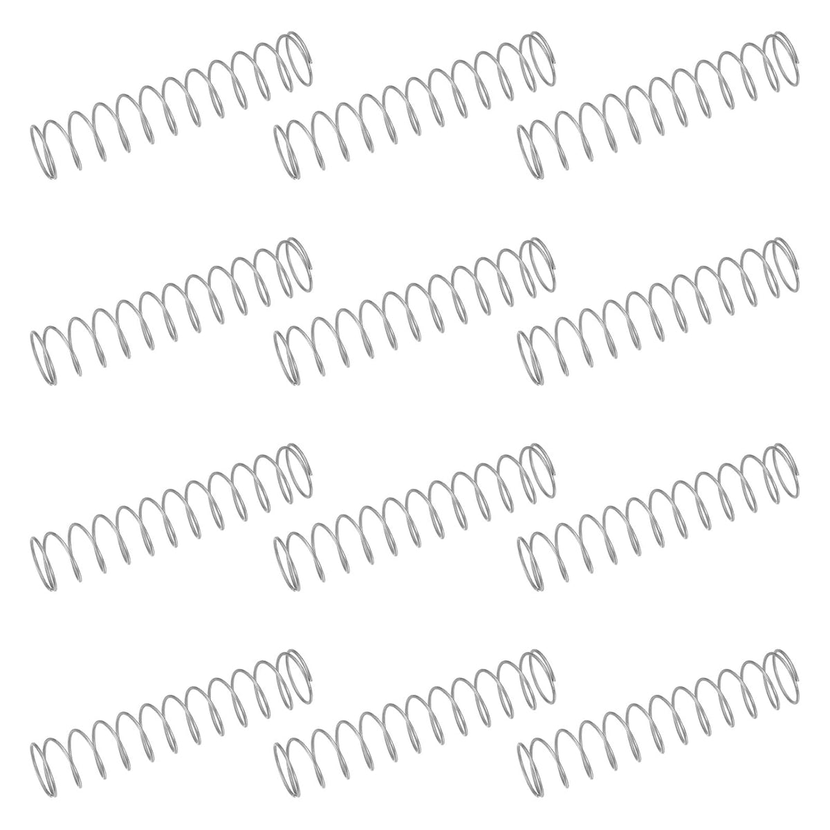 50Pcs 304 Stainless Steel Compression Springs, 0.5mm x 10mm x 50mm Small & Tiny Pen Spring for Home Repair & DIY, Workshop & Industrial Use, (Silver Tone)